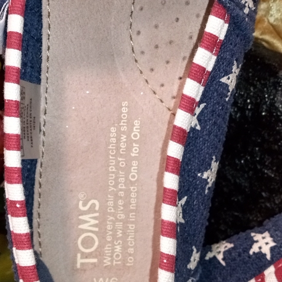 🧨 Toms Classic Slip On Flats Mesh American Flag Red/White/Blue Womens Size 6 - Picture 4 of 10
